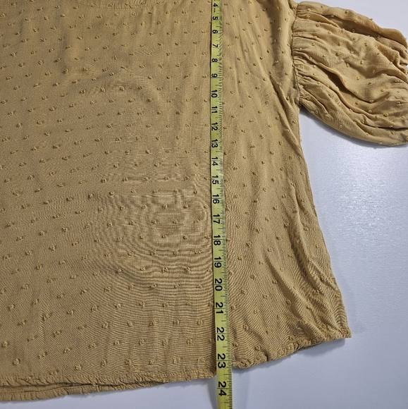 Mine Brand Blouse Puff Sleeve Textured Polka Dot Sunflower Yellow Fall Small ^^ - Picture 7 of 8